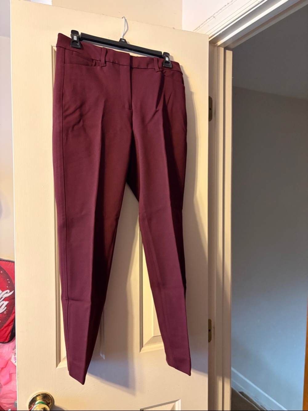 White House Black Market The Slim Ankle Burgundy Pants Size 4R NWT